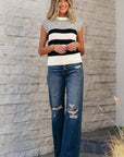 Irene Striped O Neck Sweater Vest