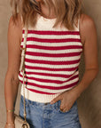 Robin Textured Knit Ribbed Hem Sweater Tank Top