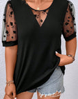 Plus Size Floral Mesh Short Sleeve T-Shirt