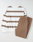 Stripe Drop Shoulder Top and Jogger Pants Set