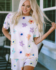 Kinley Short Sleeve High Waist Two Piece Shorts Set