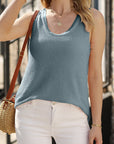 Birdie Scoop Neck Waffle Knit Flowy Tank