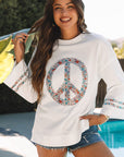Peace Drop Shoulder Wide Sleeve Casual Top