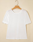 Lace Trim Textured T-Shirt