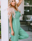 Analia Shirred High Waist Sleeveless V Neck Jumpsuit