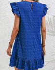 Claire Textured Flutter Sleeve Ruffled Mini Dress