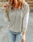 Skylar Long Sleeve Textured Knit Patchwork Hoodie