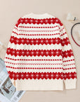 Christmas Western Geometric Crew Neck Sweater