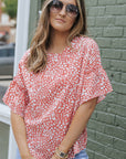 Leah Leopard Spotted Ruffle Sleeve Top
