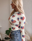 Americana Heart Mesh Long Sleeve Bodysuit