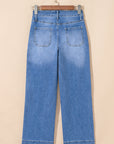Denim High Rise Cropped Wide Leg Jeans