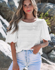 Luella Frilled Lace Trim Bubble Sleeve Blouse