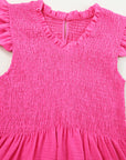 Aleah Smocked Ruffle Flutter Sleeve Peplum Blouse