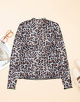 Leopard Mesh Long Sleeve Top