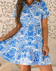 Floral Ruffle Half Buttoned Dress