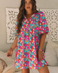 Lena Floral Bubble Sleeve Babydoll Dress