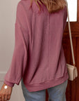Audrey Twisted Rib V Neck Loose Sleeve Top