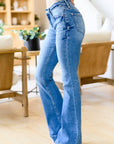 Lana Distressed Medium Wash Flare Jeans