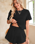 Cropped Tee and Ruffle High Waist Skort Set