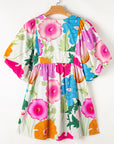 Iyla Floral Split Neck Babydoll Dress