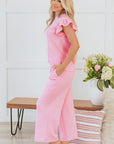 Elaine Textured Pearled Ruffled Sleeve Set