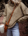 River Contrast Trim Mock Neck Sweater