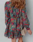 Maria Floral V Neck Puff Sleeve Dress
