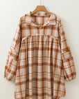 Plaid Side Pocket Frilled Babydoll Mini Dress