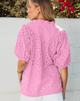 Arielle Embroidered Hollow-out Puff Sleeve Blouse