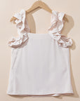 Solid Ruffle Trim Sleeveless Top