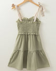 Opal Smocked Self-tie Straps Ruffled Dress