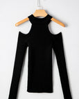 Bailey Ribbed Knit Cold Shoulder Sweater