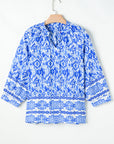 Boho Tied Neck 3/4 Sleeve Blouse