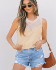 Milena Mesh Patchwork Crew Neck Tank Top