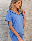 Karina Casual Zipped Short Sleeve Hoodie and Shorts Set