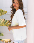 Lisa Layered Star Patched Half Sleeve Loose Top