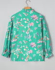Floral Lantern Sleeve Buttoned Shirt