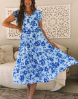 Regina Floral Tiered Frilled Trim Dress