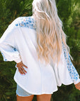 Eliana Floral Patchwork V Neck Blouse