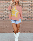 Naomi Floral Starbust Exposed Seam Mineral Wash Top