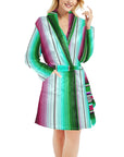 Sample Sale Turquoise Serape Women's Western Bath Robe size LARGE