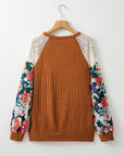 Bailey Patchwork Long Sleeve Ribbed Blouse