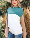 Colorblock Ribbed Knit Long Sleeve Sweater