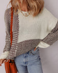 Colorblock Tie-Back Drop Shoulder Sweater