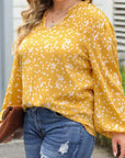 Plus Size Floral Ruched V-Neck Blouse