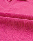 Solid Crinkled V-Neck T-Shirt