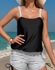 Kaliyah Striped Patchwork Tankini Set
