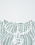 Meredith Stripe Lace Patchwork Crew Neck Tank Top