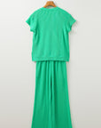 Solid Corded T-Shirt and Pants Set