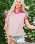 Maci Ruffled Sleeve Frill V Neck Blouse